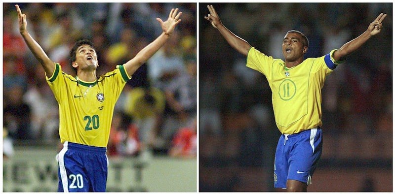 Bebeto, left, and Romario, right, shown during their playing days as Brazil teammates. Antonio Scorza / Mauricio Lima / AFP