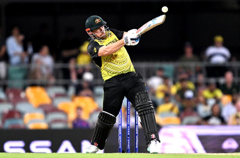 Aaron Finch of Australia on his way to a score of 63 against Ireland. Getty 