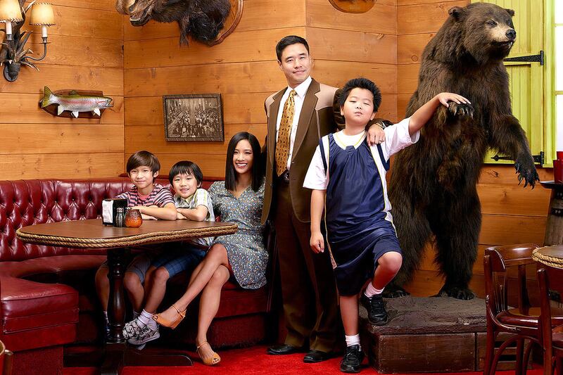 Handout from the new comedy series Fresh Off the Boat From left, Forrest Wheeler, Ian Chen, Constance Wu, Randall Park, and Hudson Yang.  
CREDIT: ABC *** Local Caption ***  al06ma-Fresh Boat.jpg