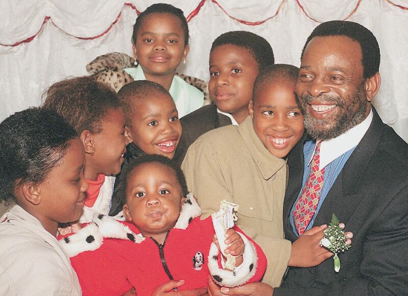 The Zulu king Goodwill Zwelithini celebrates his 51st birthday along with his grandchildren at the Lindizulu palace in Nongoma, about 300 kilometres from the South African capital Durban, on July 24, 1999. AFP