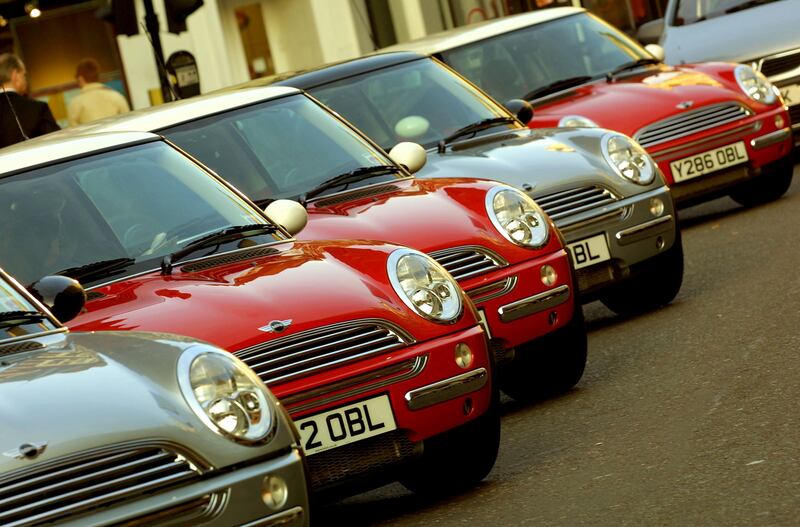 The New Mini Cooper on display in London in 2001. Getty Images