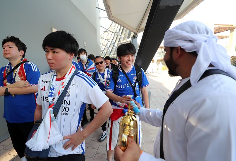 Yokohama fans enjoyed Arabic coffee as they arrived at the stadium.