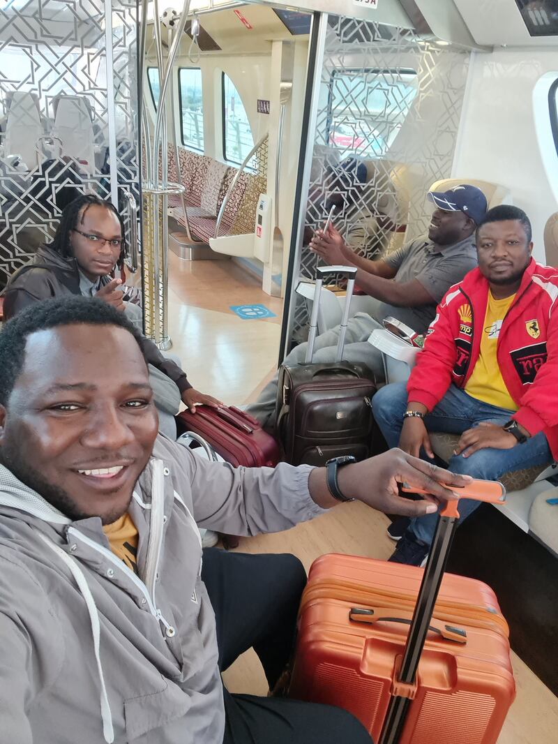 The National's Richard Chimbiri, front left, and friends, including colleague Kuda Chikwanda, second right, enjoyed a World Cup adventure. Photo: Richard Chimbiri