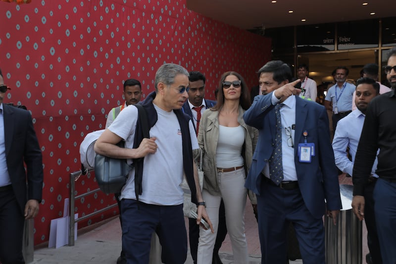 UAE businessman Mohamed Alabbar, founder of Emaar Properties, and wife Ghamzeh arrive for the celebrations ahead of Anant Ambani and Radhika Merchant's wedding. EPA
