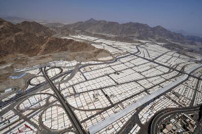 Tens of thousands of tents hosting pilgrims near the holy city of Mecca, in 2013. AFP