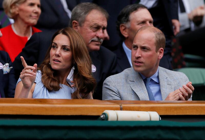 Britain's Catherine, Duchess of Cambridge, and Britain's Prince William, the Duke of Cambridge, in the Royal Box ahead of the final between Switzerland's Roger Federer and Serbia's Novak Djokovic. Andrew Couldridge / Reuters