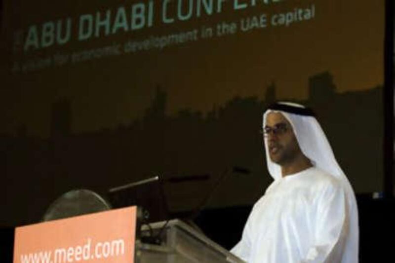 H E Nasser Ahmed Al Sowaidi, the chairman of the Department of Planning and Economy, speaks during the opening of MEED's Abu Dhabi Conference 2008 at the National Exhibition Centre yesterday.