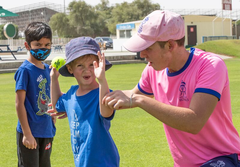 Caleb McLaren interacted with kids after being a part of Afghanistan's nets for the Asia Cup. 