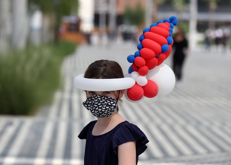 Visitors celebrate French national day at Expo 2020, Dubai. Chris Whiteoak / The National