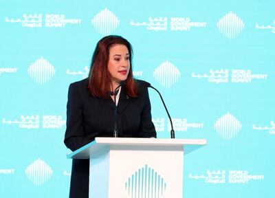 The President of the UN General Assembly Maria Fernando Espinosa Garces speaking at the World Government Summit in Dubai. Chris Whiteoak / The National