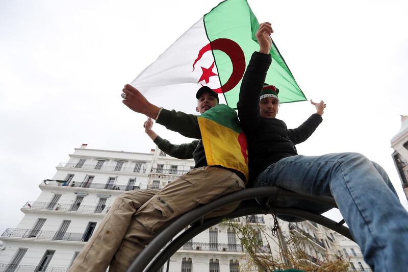 People protest against President Abdelaziz Bouteflika in Algiers, Algeria. EPA