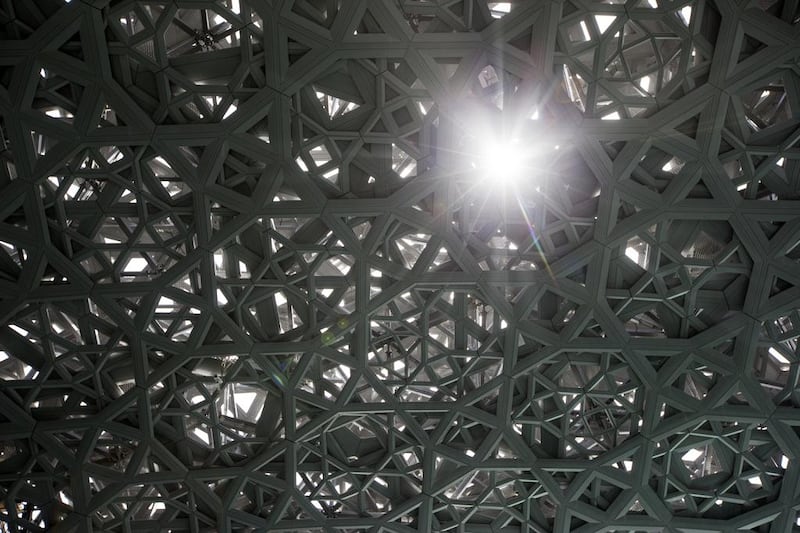 The ‘Rain of light’ canopy, which will diffuse light directed down into the interior of the Louvre Abu Dhabi. Christopher Pike / The National