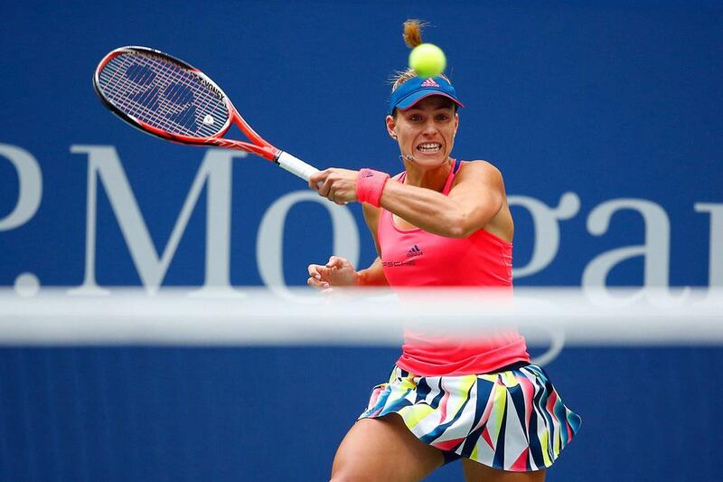 Angelique Kerber of Germany hits a return against Karolina Pliskova of Czech Republic. Kena Betancur / AFP