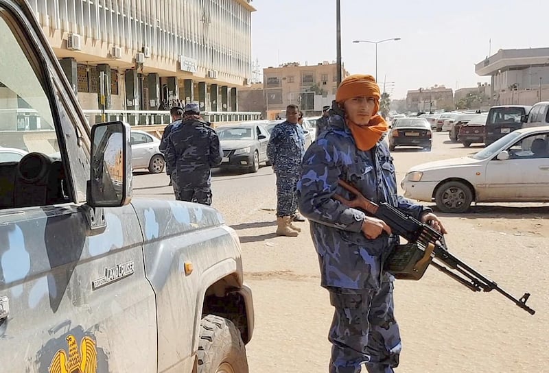 An image grab taken from a video from AFPTV, on February 6, 2019, shows Forces loyal to Libyan strongman Khalifa Haftar patroling in downtown Sebha, the biggest city in southern Libya. A power struggle between the UN-backed government in Tripoli and a parallel cabinet supported by Haftar's self-styled Libyan National Army (LNA) in the east have left the country's vast desert south a lawless no-man's land. / AFP / AFPTV / -
