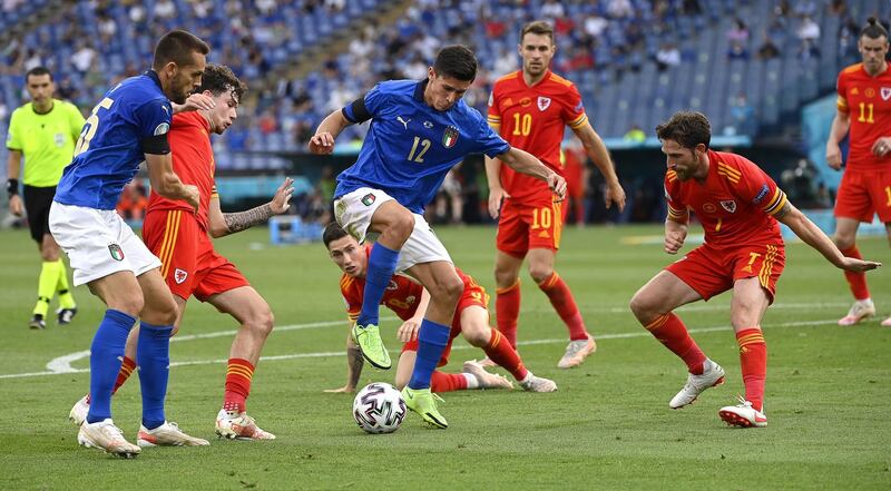 Matteo Pessina on the ball during the Euro 2020 Group A match between Italy and Wales. EPA