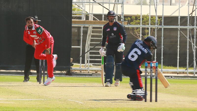 Bilal Khan took two wickets for Oman against United States. Courtesy Oman Cricket