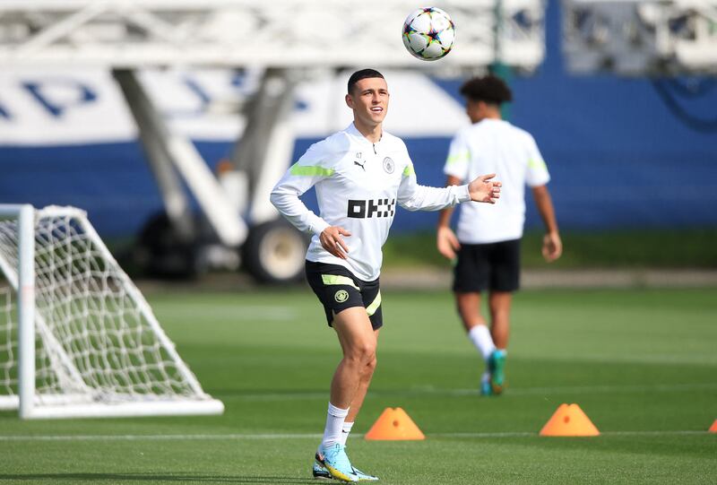 Phil Foden at Manchester City training. AFP