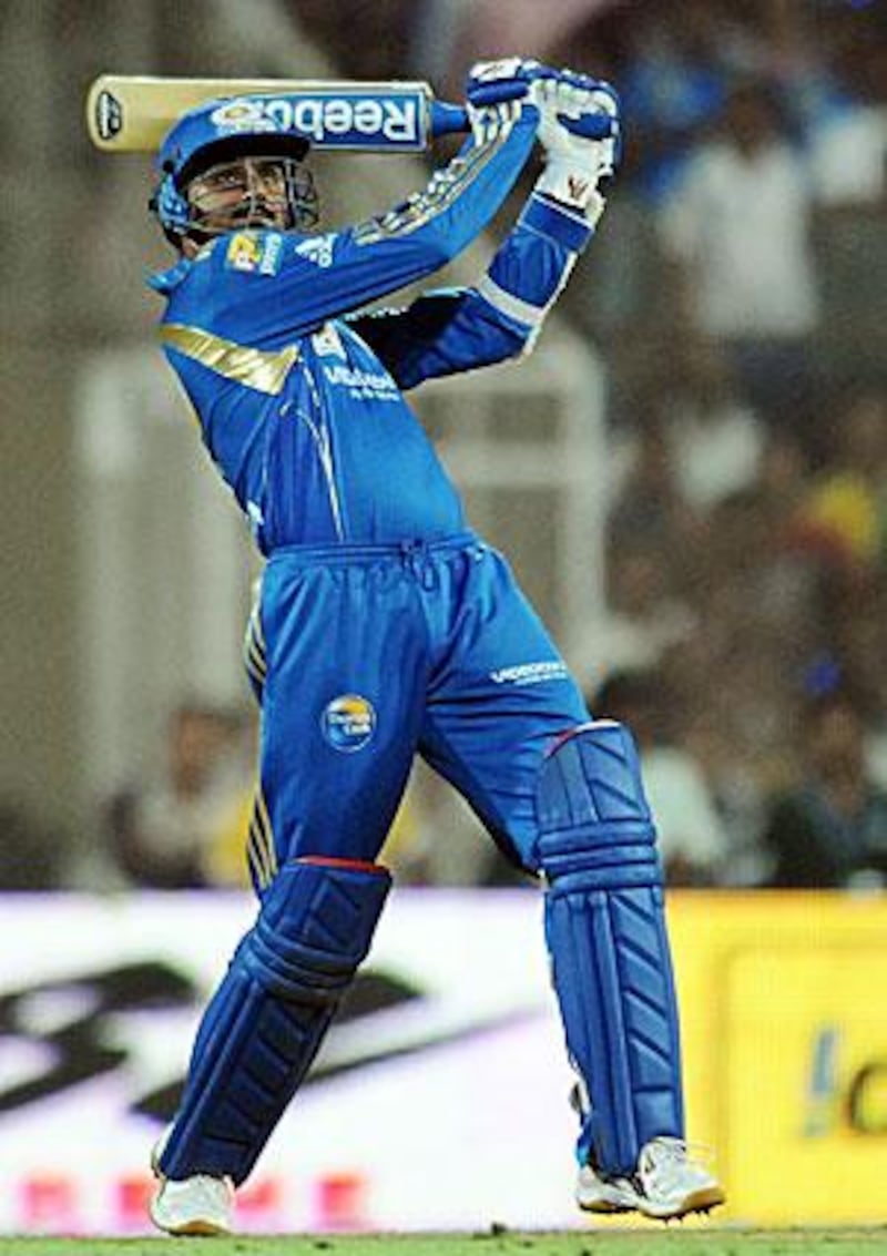 Harbhajan Singh smashed 49 from 18 balls against Deccan in Mumbai yesterday.