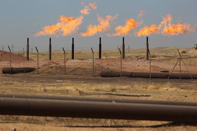 Burning gas flares at the Bai Hassan oilfield, near northern Iraqi city of Kirkuk. AFP