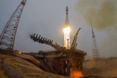 A Russian Soyuz-2.1a rocket with a Fregat upper stage and 38 satellites from 18 countries blasts off from a launchpad at the Baikonur Cosmodrome, Kazakhstan. Russian space agency Roscosmos/Handout via REUTERS