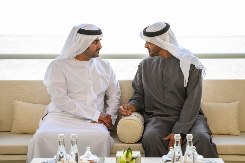 President Sheikh Mohamed receives Sheikh Maktoum bin Mohammed bin Rashid, Minister of Finance, Deputy Ruler of Dubai and Chairman of Dubai Media Incorporated.