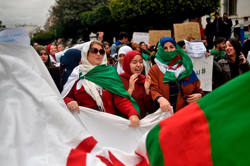Algerian protesters demonstrated against their ailing president's bid for a fifth term in power in Algiers. AFP