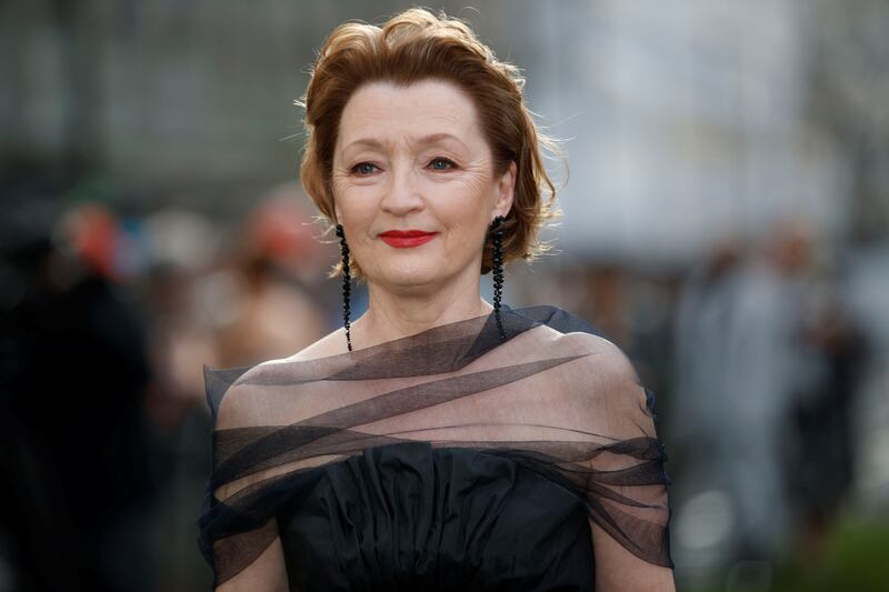 Actress Lesley Manville arrives at the Olivier Awards in the Royal Albert Hall in London. Reuters