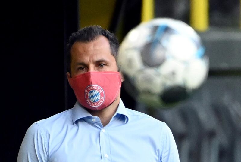 Bayern Munich sporting director Hasan Salihamidzic wearing a face mask. Reuters