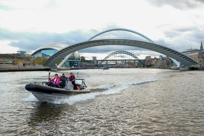 The baton travels by boat during it's journey through Newcastle. Getty Images