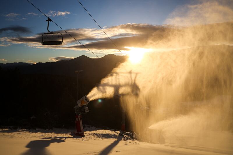 Snow cannons at the Font-Romeu/Bolquere Pyrenees 2000 ski resort in France. AFP