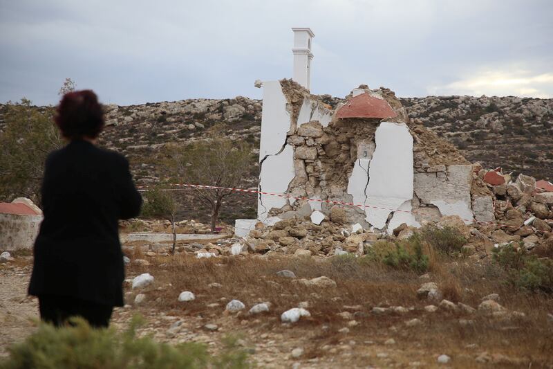 A local looks at the destroyed chapel. Reuters