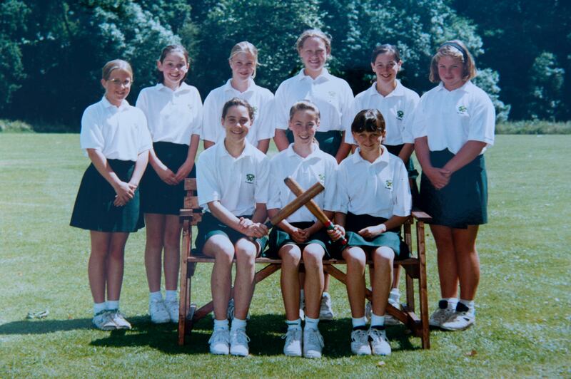 Kate Middleton, front left, in a rounders team photo during her time at St Andrew's School in Pangbourne, Berkshire. She attended the school from 1986 until 1995