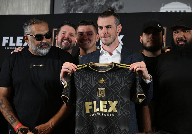 Gareth Bale is unveiled as a Los Angeles FC player in July 2022. AFP