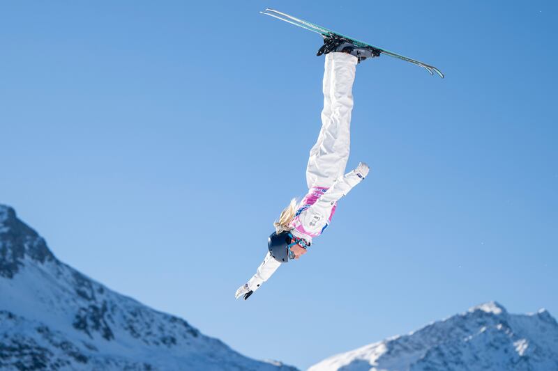 Danielle Scott of Australia in action during the Women's Aerial competition at the FIS Freestyle Ski World Cup in St.  Moritz, Switzerland, 05 March 2023.   EPA / MAYK WENDT