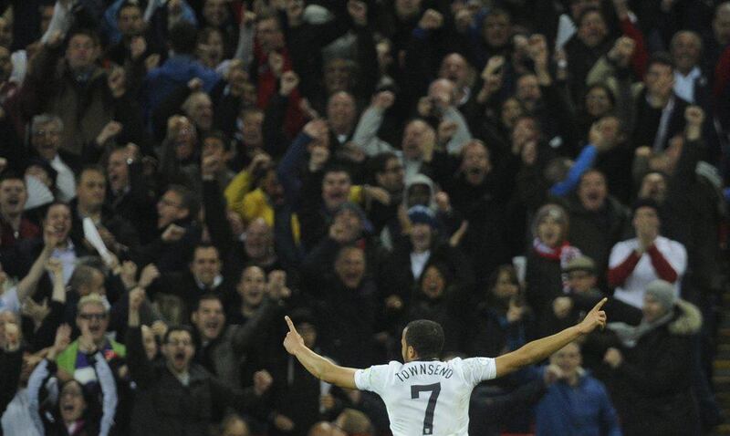 England 4-1 Montenegro. Andros Townsend's 78th-minute strike eased England's nerves as they now sit a point away from qualification.  Bogdan Maran / AP