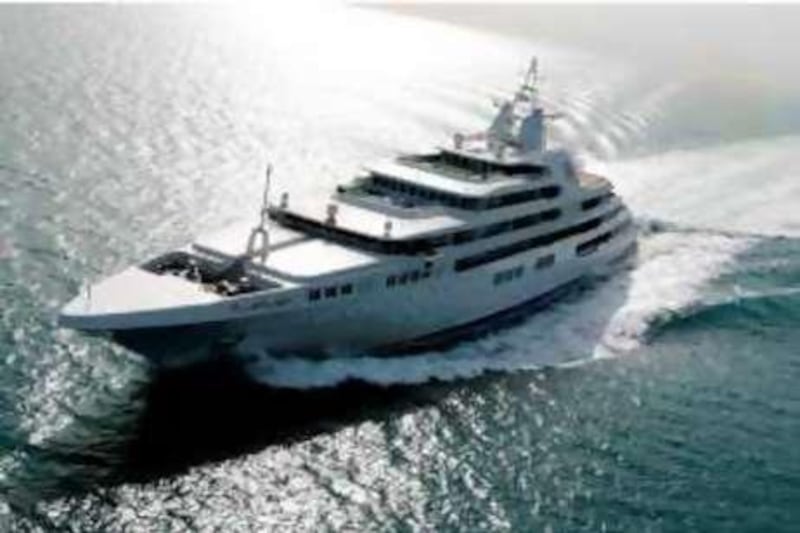 This undated handout photograph shows the 162 metre, $200M megayacht, the 'Dubai', photo courtesy of Platinum Yachts