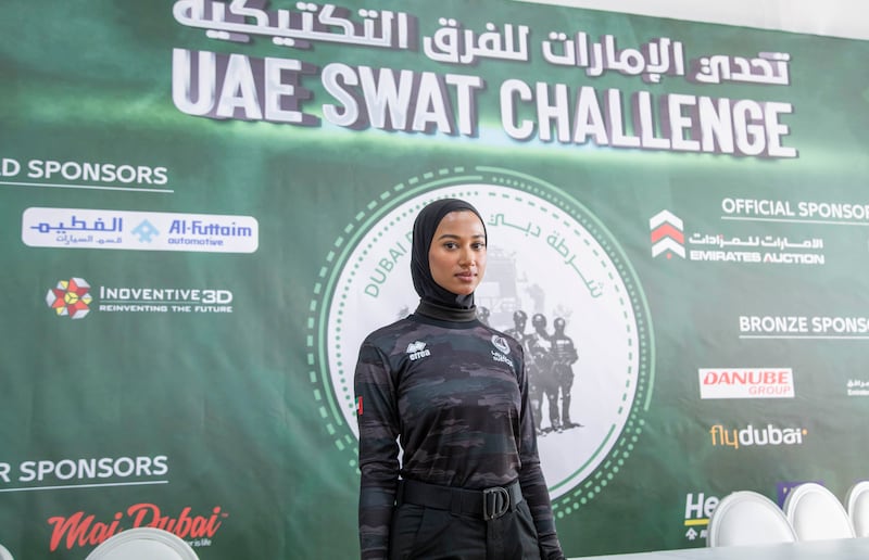 Afra Al Nuaim, head of the Dubai Police women's team, said they are ready to make an impact at this year's Swat Challenge in Dubai. Leslie Pableo / The National
