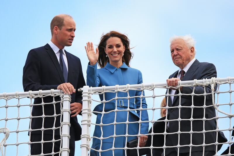 The Duke and Duchess of Cambridge join Sir David Attenborough as they attend the naming ceremony for the polar research ship the 'RRS Sir David Attenborough' in 2019. Getty Images