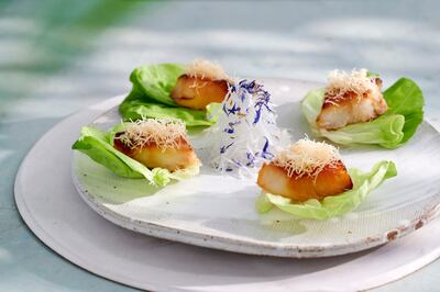 The cod is served in lettuce cups at Nobu by the Beach. Photo: Atlantis The Royal