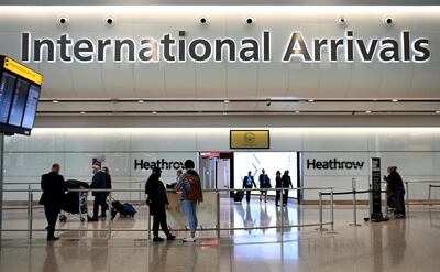 epa09175532 Travellers arrive at Heathrow Airport in London, Britain, 03 May 2021. Holidays abroad are set to resume on 17 May if the governments road map for lockdown easing continues. A cross party group of MP's however are recommending that foreign holidays should be discouraged due to the threat of Covid-19 variants which could cause a third wave in the UK.  EPA/ANDY RAIN