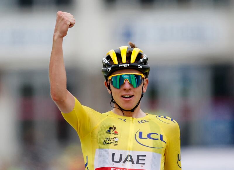 UAE Team Emirates rider Tadej Pogacar won stage 18 of the Tour de France on Thursday.