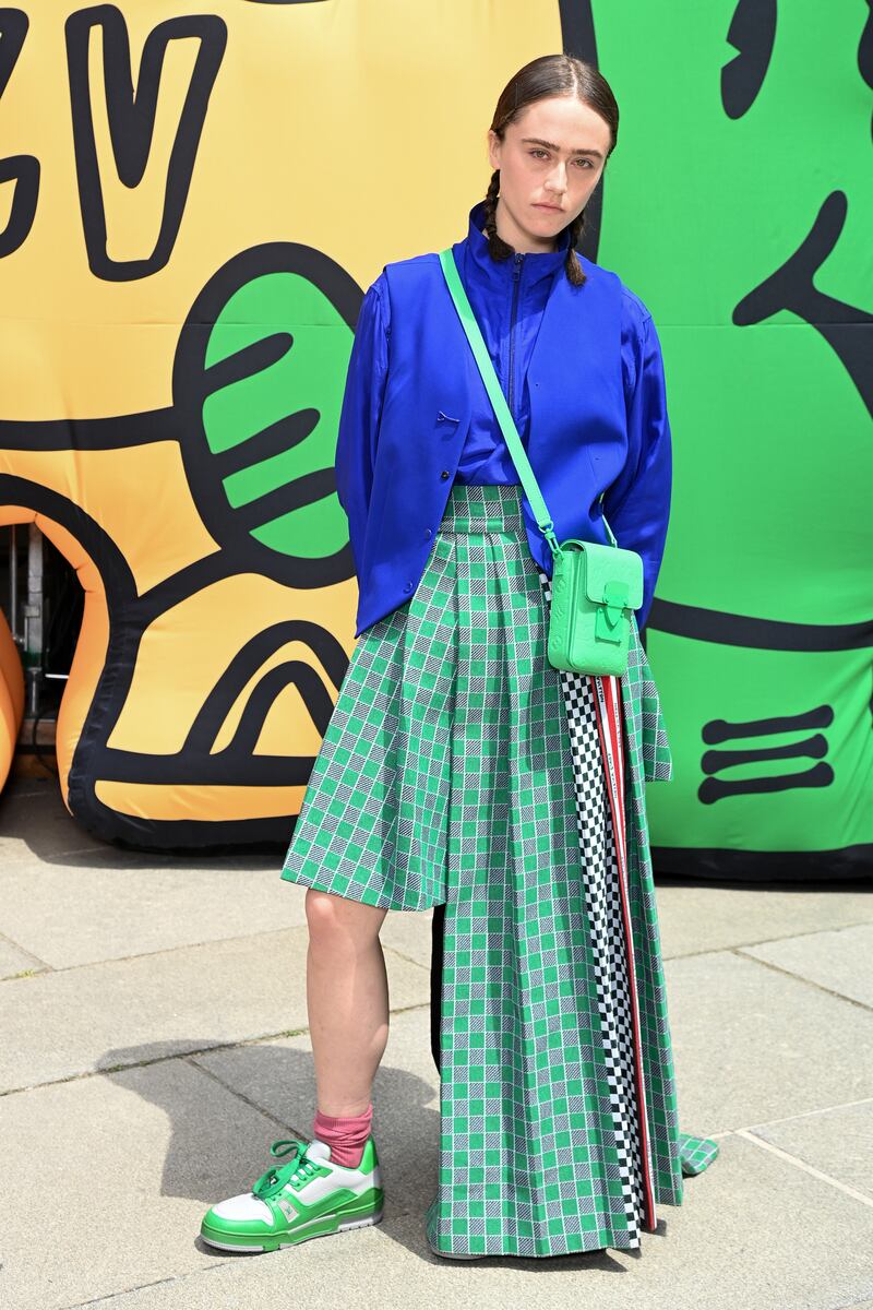 US model and designer Ella Emhoff attends the Louis Vuitton show. Getty Images For Louis Vuitton