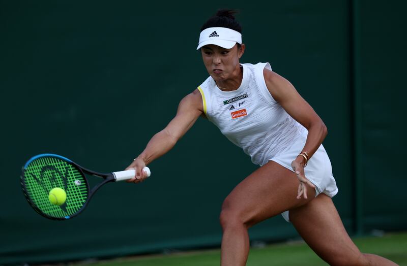 Qiang Wang during her win 6-4, 5-7, 6-2 over Belinda Bencic. Getty