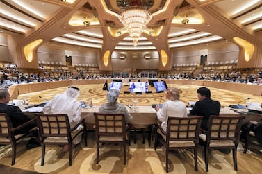 Delegates at the Abu Dhabi Climate Meeting at Emirates Palace, Abu Dhabi, on Monday Chris Whiteoak / The National