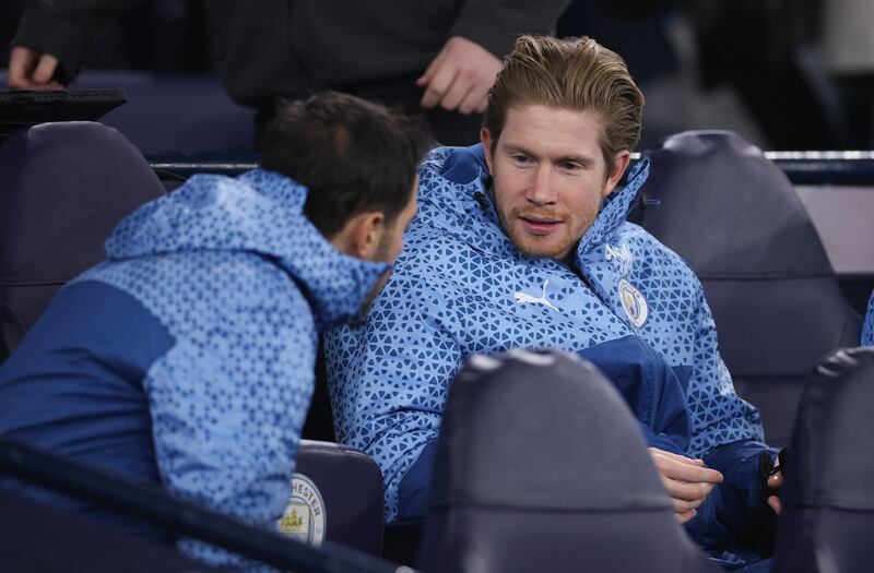 Kevin De Bruyne was among several key players to be rested on the bench for the match. EPA