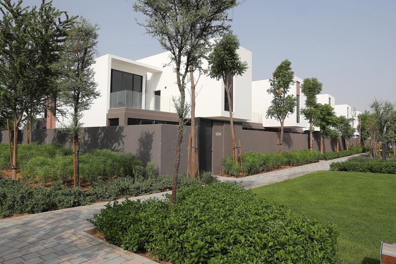 Villas and greenery at Aljada. Pawan Singh / The National