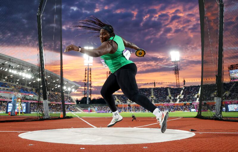 Chioma Onyekwere of Team Nigeria competes in the women's discus final during the Commonwealth Games at Alexander Stadium in Birmingham, England, on August 2, 2022. Getty