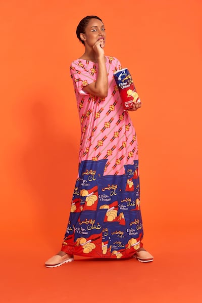 A Chips Oman-inspired kaftan from FMM Dubai's Throwback Wayback collection. Courtesy FMM Dubai