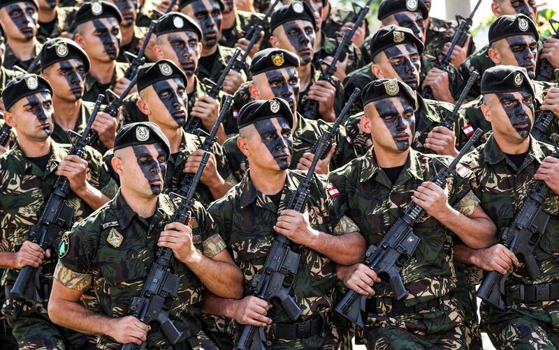 Lebanese police members during a military parade in 2016. The death of Hassan Dika in police custody needs to be investigated, human rights groups have said. AFP