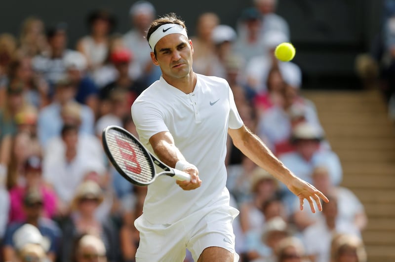 Roger Federer in action during his first round match against Ukraine’s Alexandr Dolgopolov. Matthew Childs / Reuters